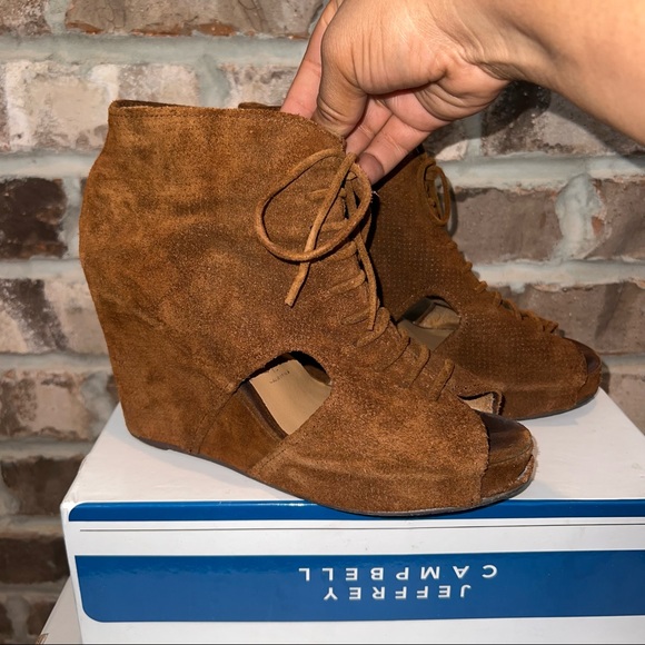 Suede Brown Heels - Picture 1 of 8